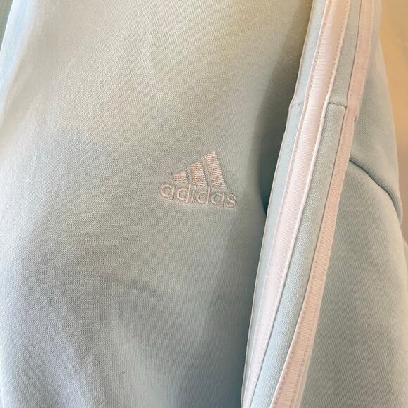 Adidas Pale Blue 3 Stripe Pullover Hoodie Size XL - Picture 4 of 7